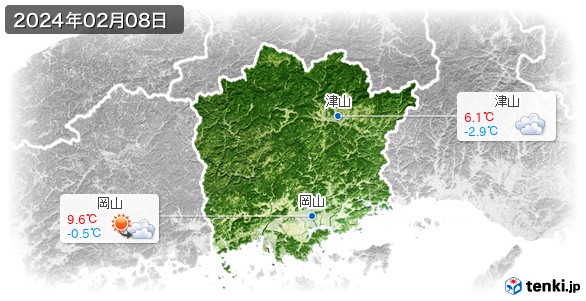 岡山県(2024年02月08日の天気