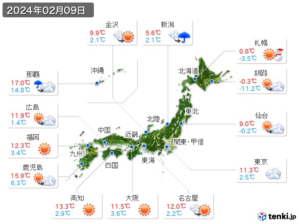 (2024年02月09日の天気