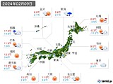 実況天気(2024年02月09日)