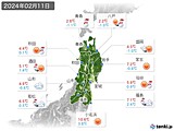 2024年02月11日の東北地方の実況天気