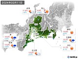 2024年02月11日の東海地方の実況天気
