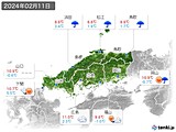 2024年02月11日の中国地方の実況天気