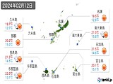 2024年02月12日の沖縄県の実況天気