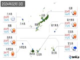 2024年02月13日の沖縄県の実況天気