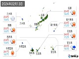 実況天気(2024年02月13日)