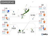 2024年02月14日の沖縄県の実況天気