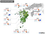 2024年02月18日の九州地方の実況天気