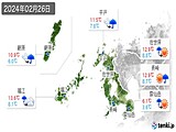 2024年02月26日の長崎県の実況天気