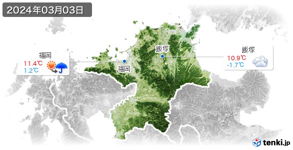 福岡県(2024年03月03日の天気