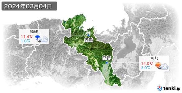 京都府(2024年03月04日の天気