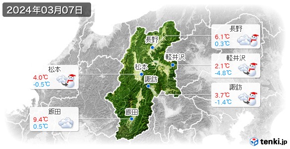 長野県(2024年03月07日の天気