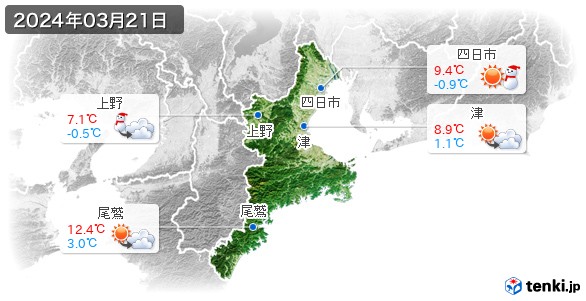 三重県(2024年03月21日の天気