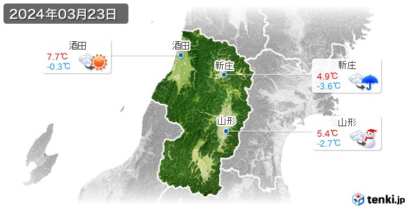 山形県(2024年03月23日の天気