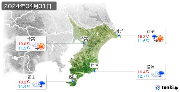 千葉県(2024年04月01日の天気