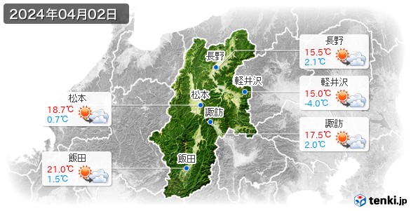 長野県(2024年04月02日の天気