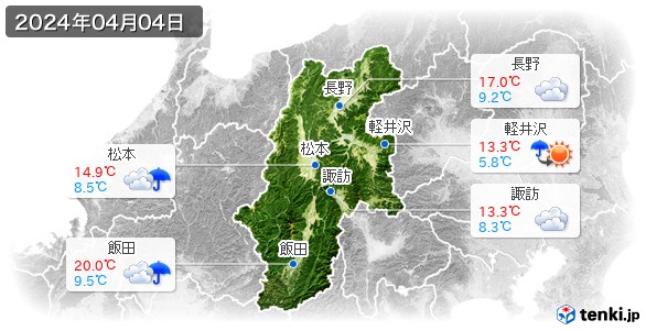 長野県(2024年04月04日の天気