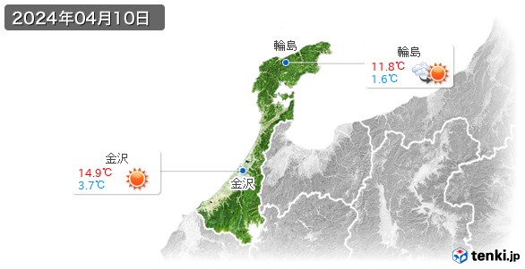 石川県(2024年04月10日の天気