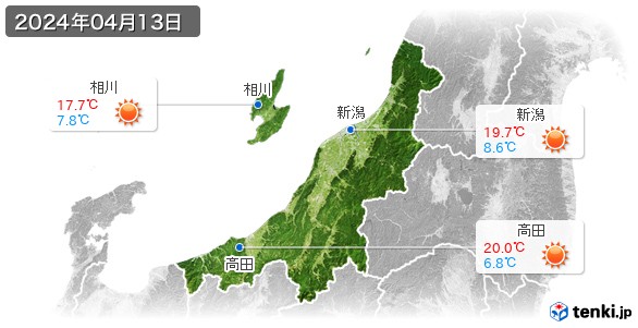 新潟県(2024年04月13日の天気