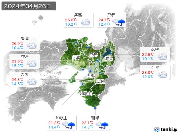 近畿地方(2024年04月26日の天気