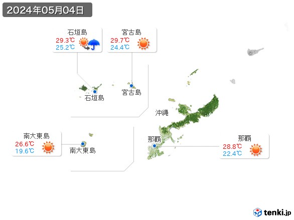 沖縄地方(2024年05月04日の天気