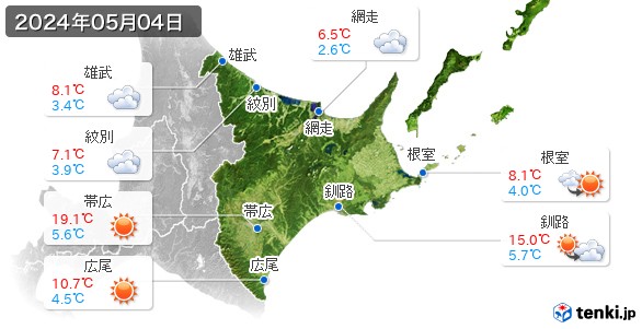 道東(2024年05月04日の天気