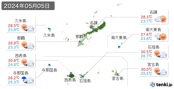 沖縄県(2024年05月05日の天気