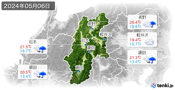 長野県(2024年05月06日の天気