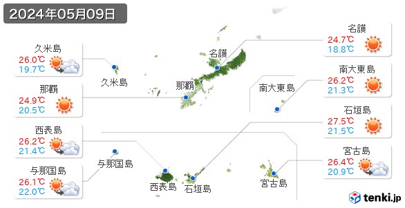 沖縄県(2024年05月09日の天気
