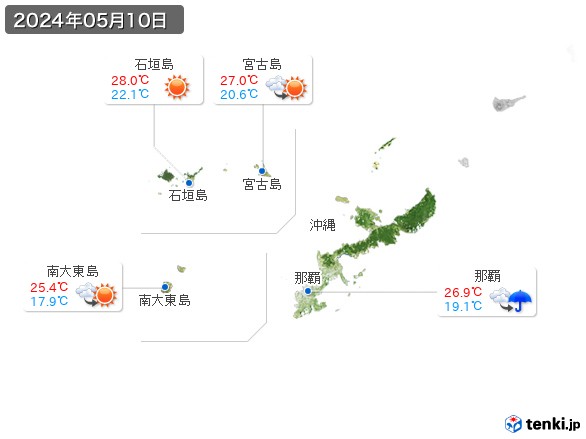 沖縄地方(2024年05月10日の天気