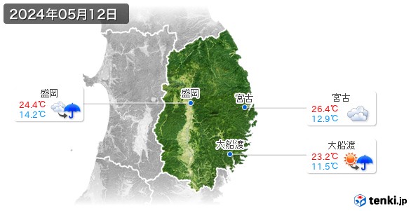 岩手県(2024年05月12日の天気
