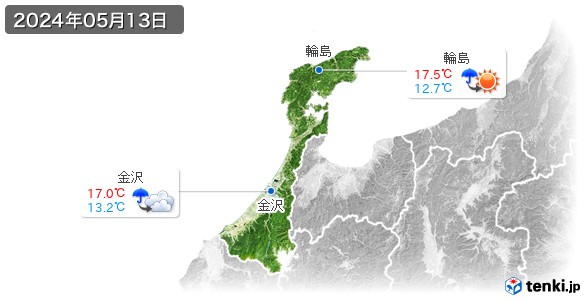 石川県(2024年05月13日の天気