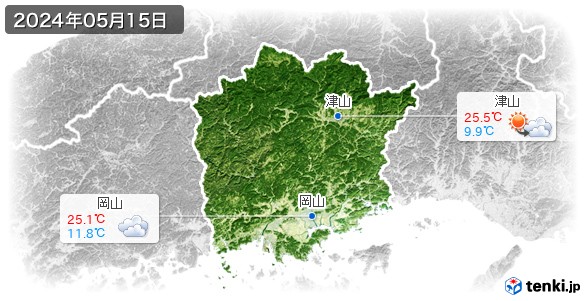 岡山県(2024年05月15日の天気