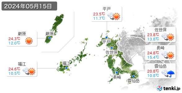 長崎県(2024年05月15日の天気