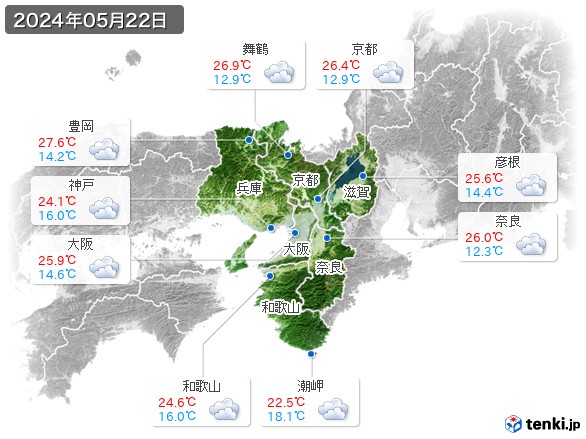 近畿地方(2024年05月22日の天気