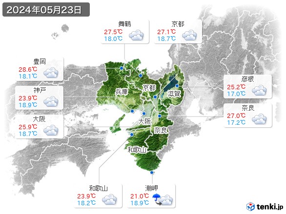 近畿地方(2024年05月23日の天気