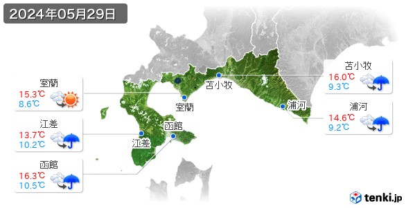 道南(2024年05月29日の天気