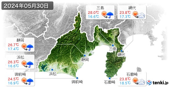 静岡県(2024年05月30日の天気