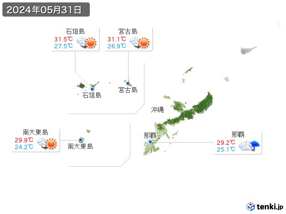 沖縄地方(2024年05月31日の天気