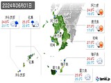 2024年06月01日の鹿児島県の実況天気