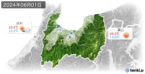 富山県(2024年06月01日の天気