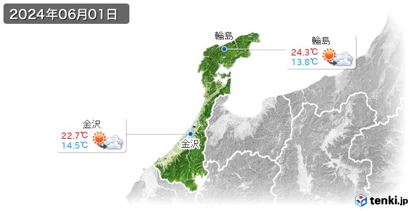 石川県(2024年06月01日の天気