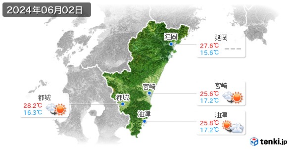 宮崎県(2024年06月02日の天気