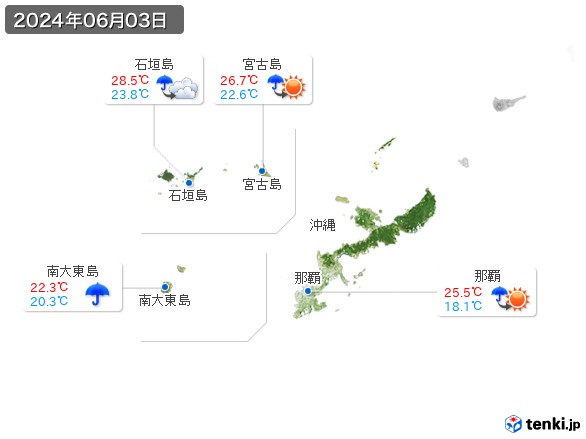 沖縄地方(2024年06月03日の天気