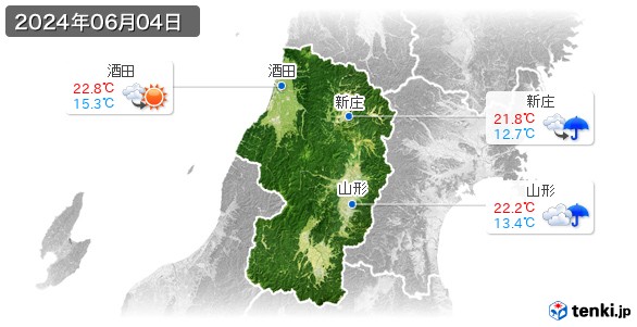 山形県(2024年06月04日の天気