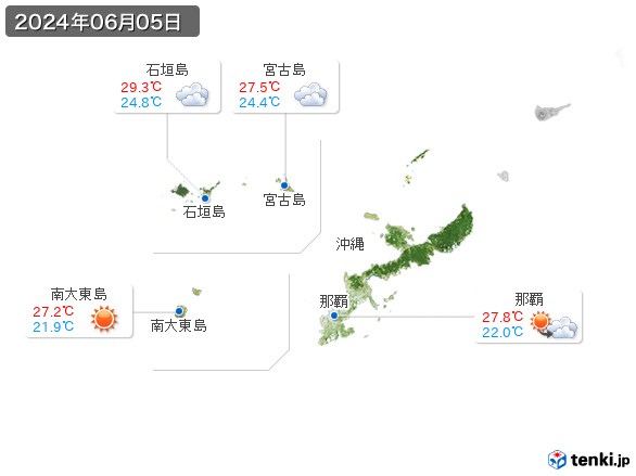 沖縄地方(2024年06月05日の天気