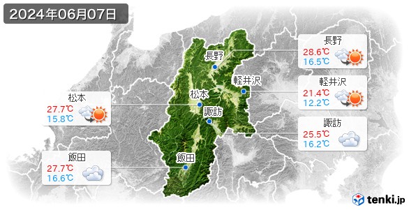 長野県(2024年06月07日の天気