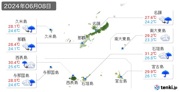 沖縄県(2024年06月08日の天気