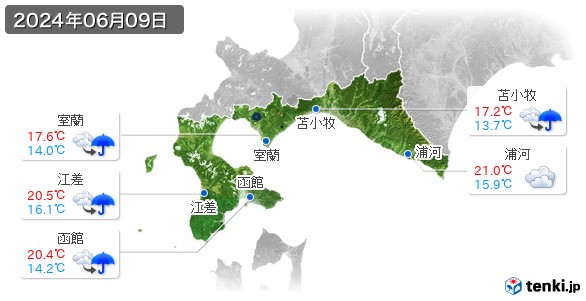 道南(2024年06月09日の天気