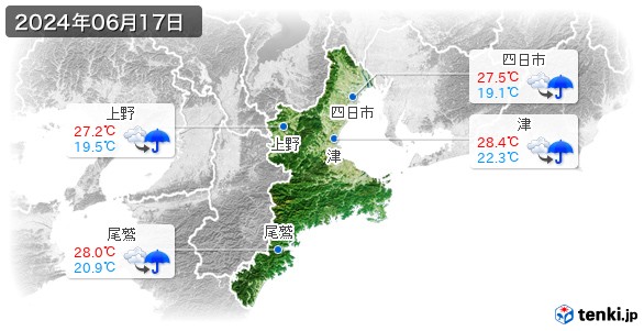 三重県(2024年06月17日の天気