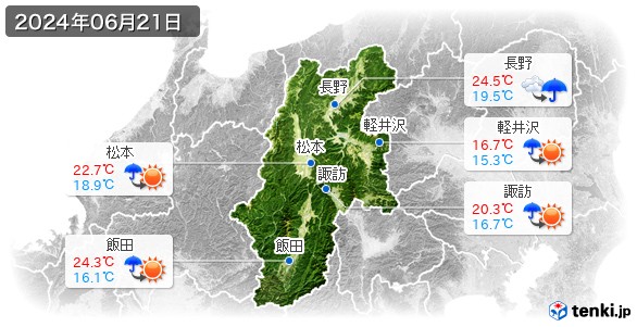 長野県(2024年06月21日の天気